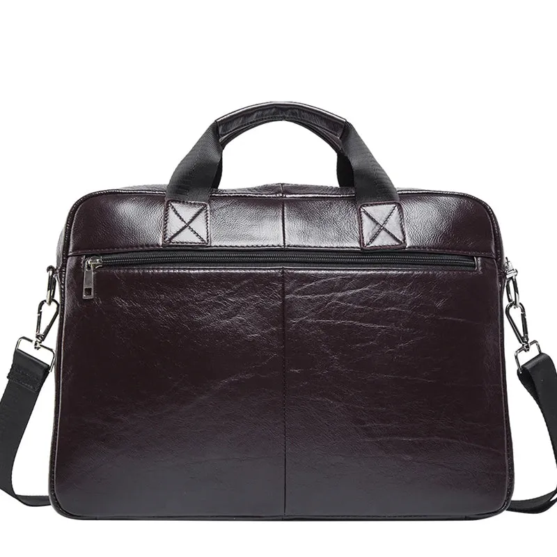DENIM Genuine Leather Men Bag Large Capacity Handbag 14" Laptop Briefcase